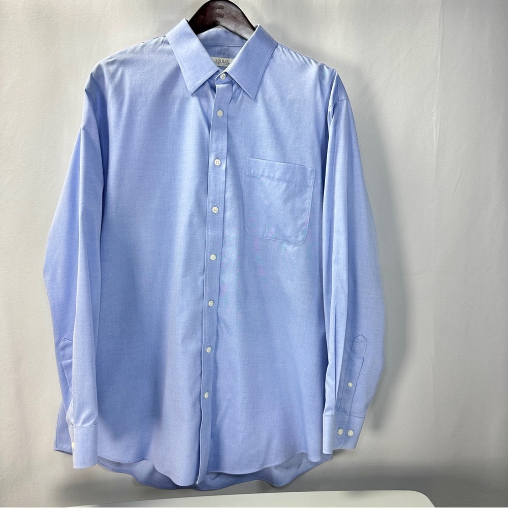 Men's Light Blue Dress Shirt Enro No Iron Size 17 Neck 34/35 Long Sleeve